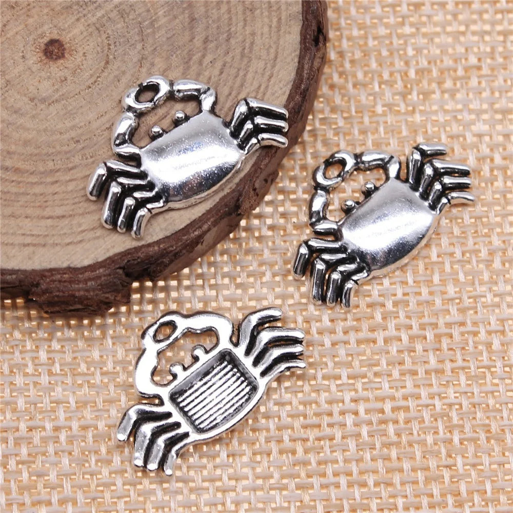 22x14mm 1.4g Multicolor Zinc Alloy Crab Charm Pendant for Beach Theme DIY Necklace Bracelet Making