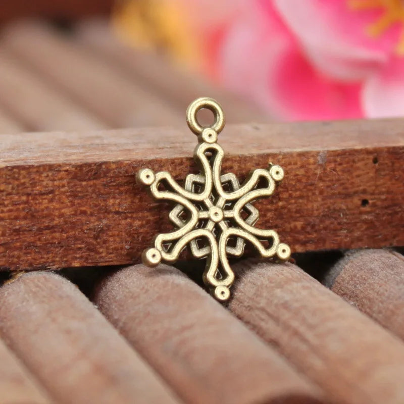 20x15MM Antique Silver Zinc Alloy Snowflake Charm Pendant Double Sided for DIY Necklace Bracelet Jewelry Making