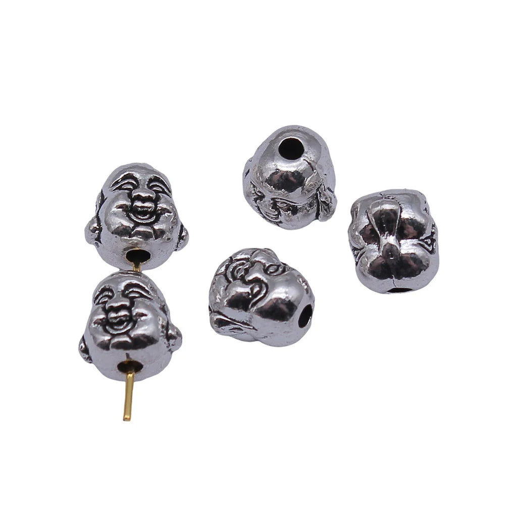 10x10mm 2.6g Antique Silver Zinc Alloy Buddha Head Loose Metal Beads for DIY Bracelet Jewelry Making