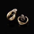 Matte Gold Alloy Spiral Hoop Elegant Vintage Stud & Clip On No Piercing Women's Fashion Earrings