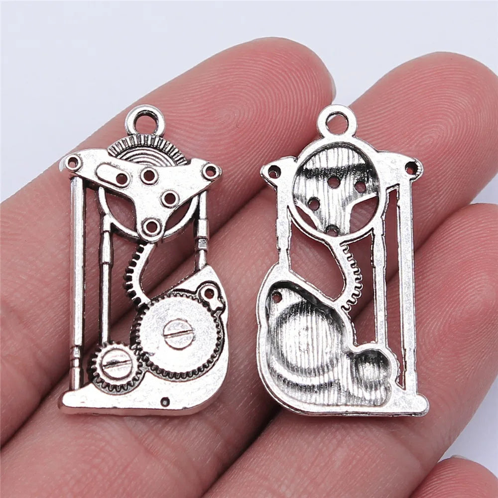 32x17mm 2.7g Antique Silver Zinc Alloy Engine Charm Pendant for Mechanical Bracelet Necklace Making