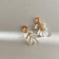 French Vintage Freshwater Shell Teardrop Tassel Drop Earrings Handmade Silver Plated Pin Jewelry