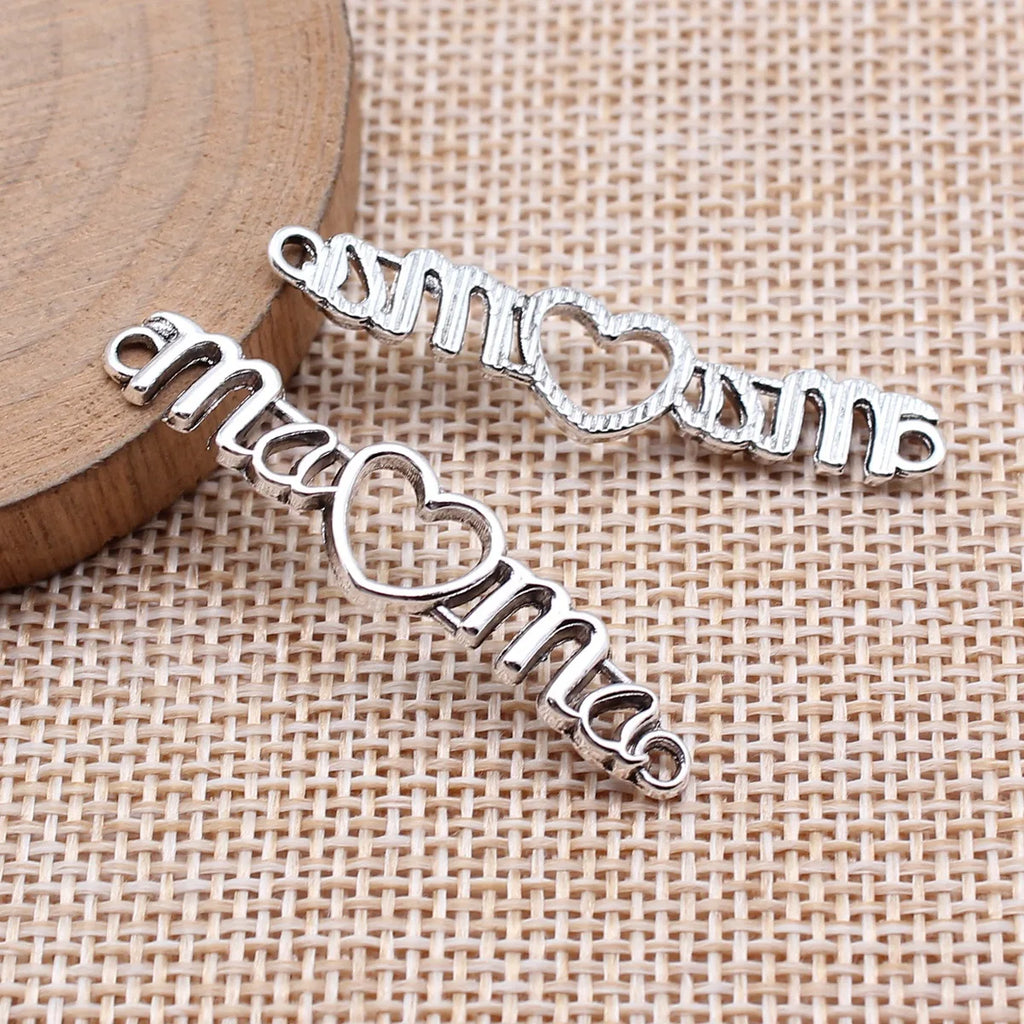 41x9mm 1.8g Antique Silver Zinc Alloy MAMA Heart connector charm for DIY bracelet making
