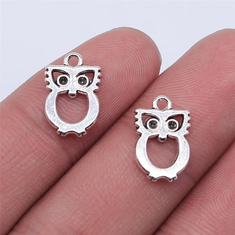 15x10mm 0.7g Multicolor Zinc Alloy Owl Cat Charm Pendant for DIY Necklace Bracelet Jewelry Making Findings