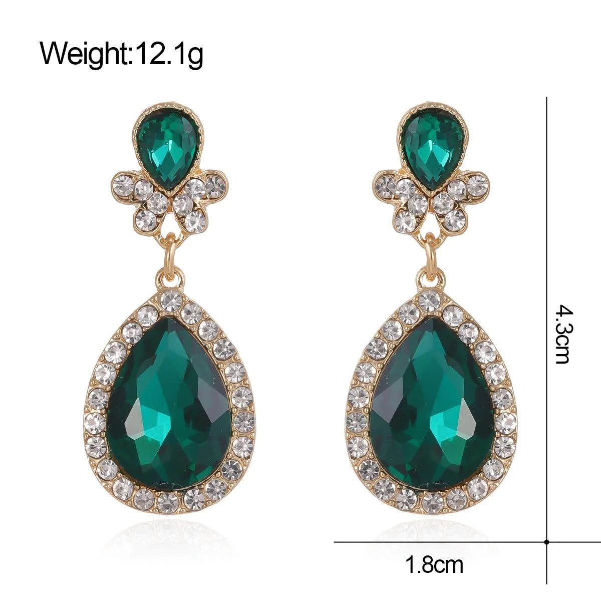 Luxury Emerald Green Crystal Rhinestone Teardrop Earrings For Women Wedding Banquet Party Gift