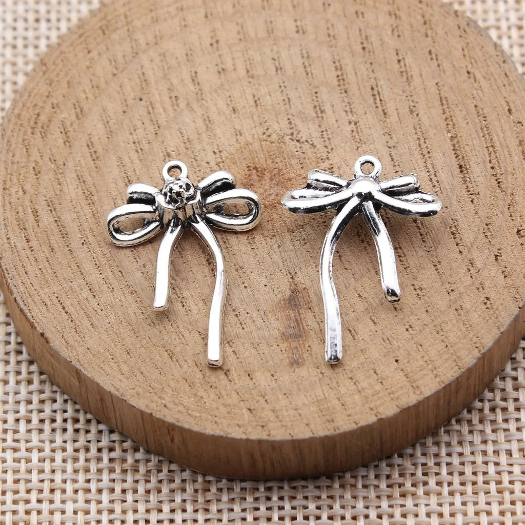 24x18mm 1.4g Antique Silver Zinc Alloy Bow Butterfly Charm Pendant for Necklace Bracelet Jewelry Making