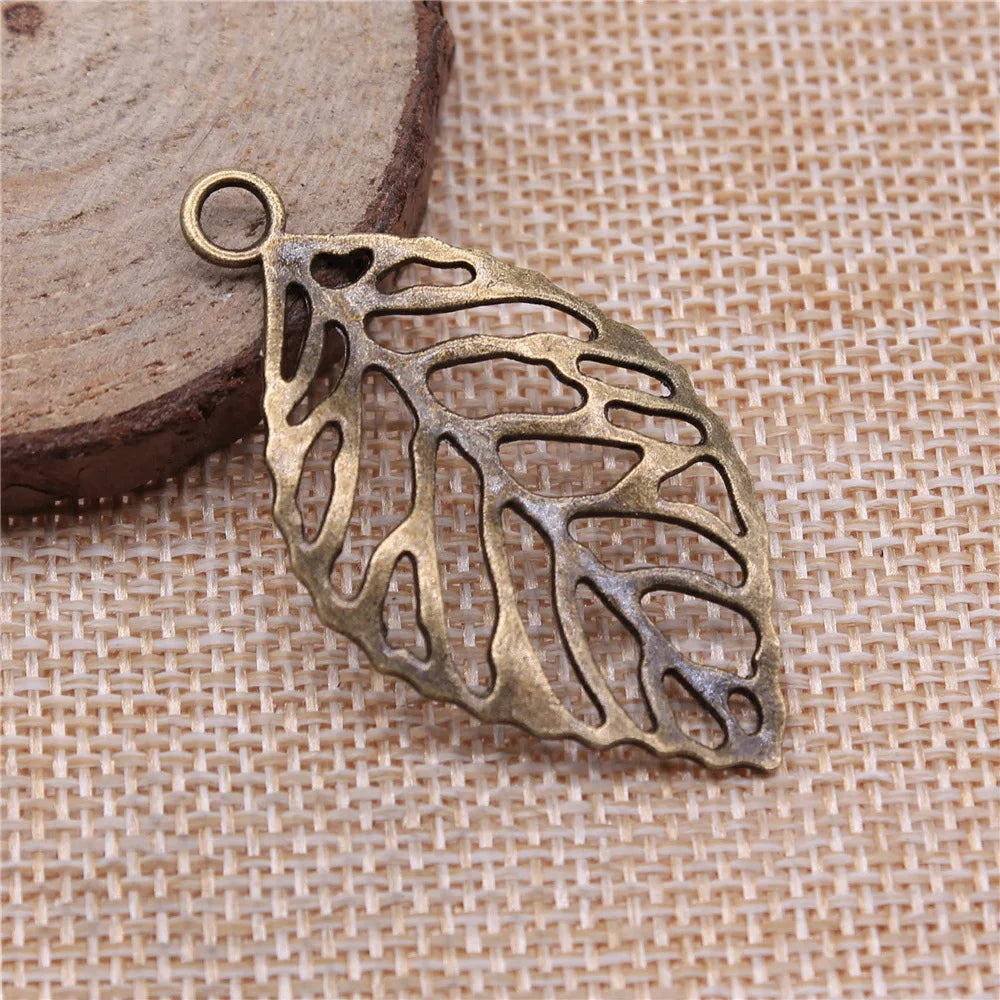 49x26mm 4.1g Multicolor Zinc Alloy Leaf Charm Pendant for DIY Bracelet Necklace Jewelry Making
