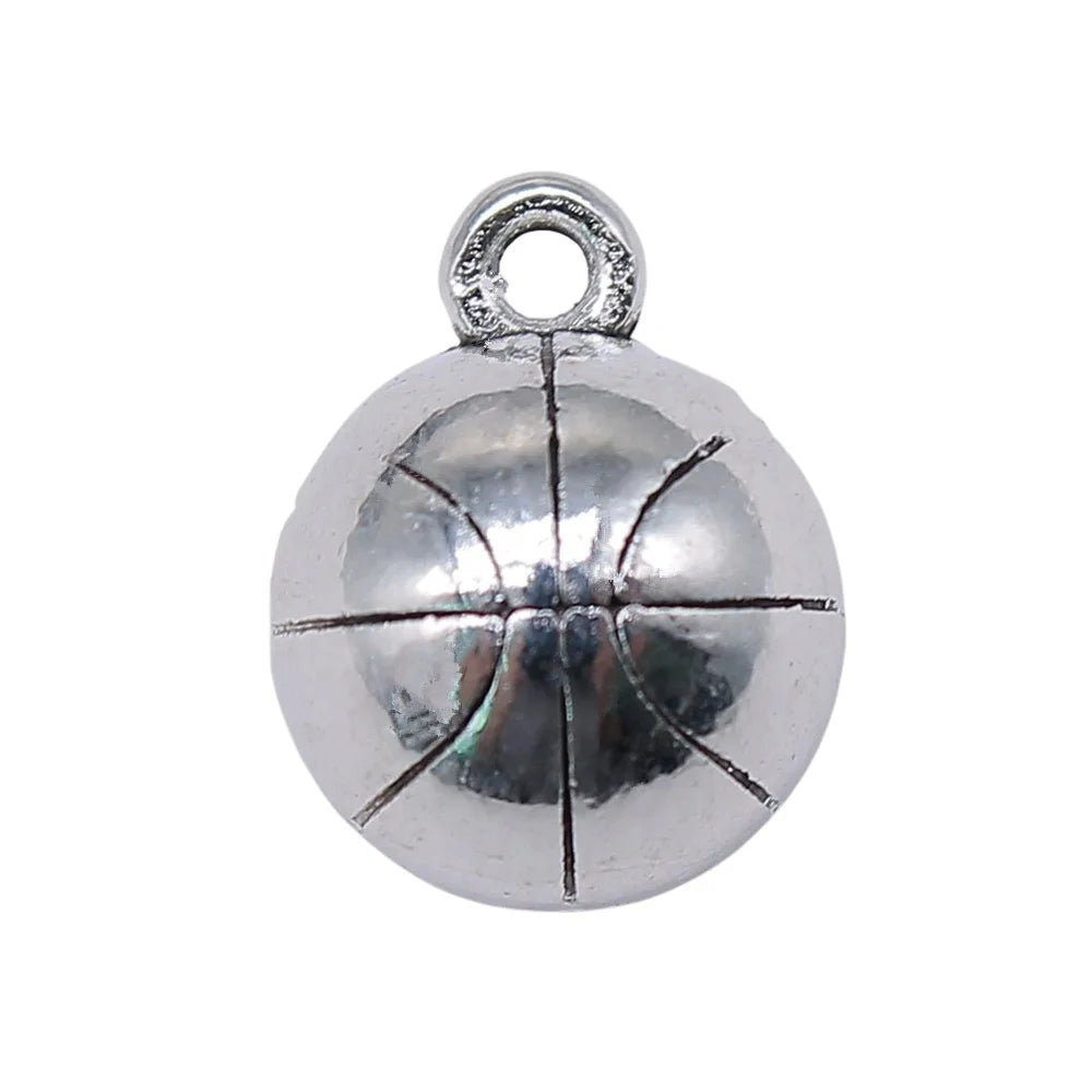11mm 4.5g Multicolor Zinc Alloy Basketball Charm Pendant for DIY Sports Necklace Bracelet Making