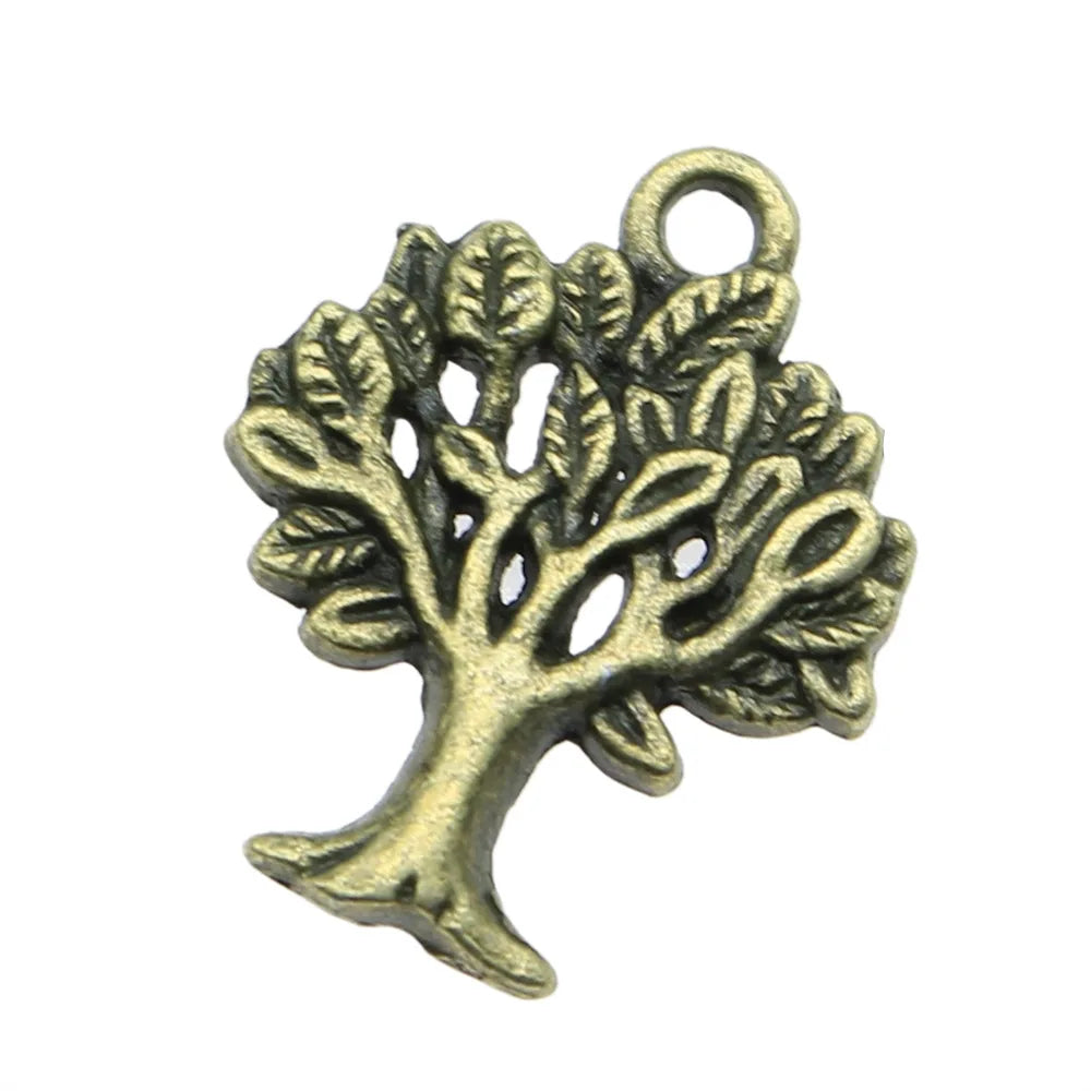 22x17mm 1.6g Multicolor Zinc Alloy Tree Charm Pendant for Bracelet Necklace DIY Jewelry Making