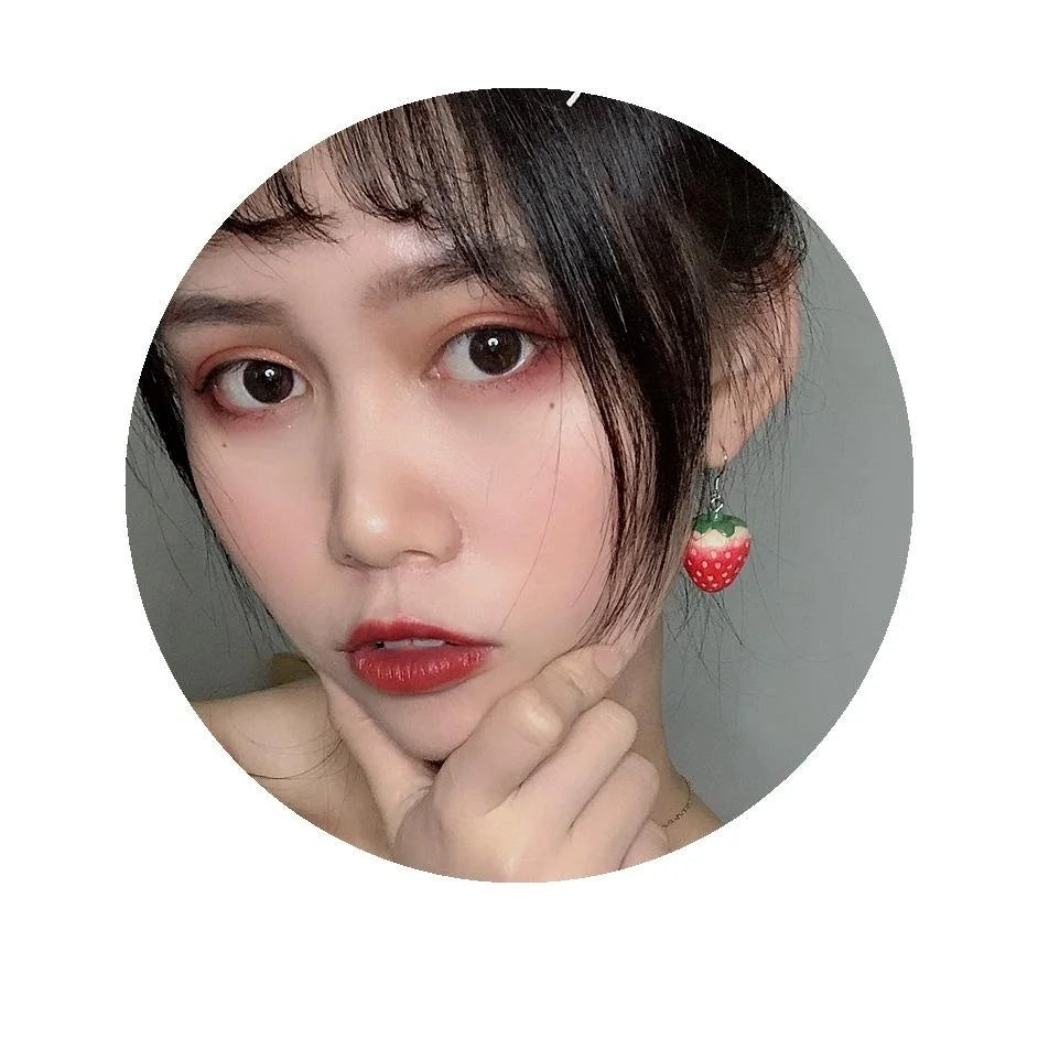 Cute Resin Strawberry Drop Earrings With Silver Plated Pins, Sweet Style Fruit Jewelry