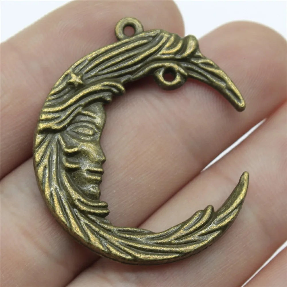 38x32mm 6.5g Zinc Alloy Moon Connector Charm Pendant for Necklace Bracelet Earring DIY Jewelry