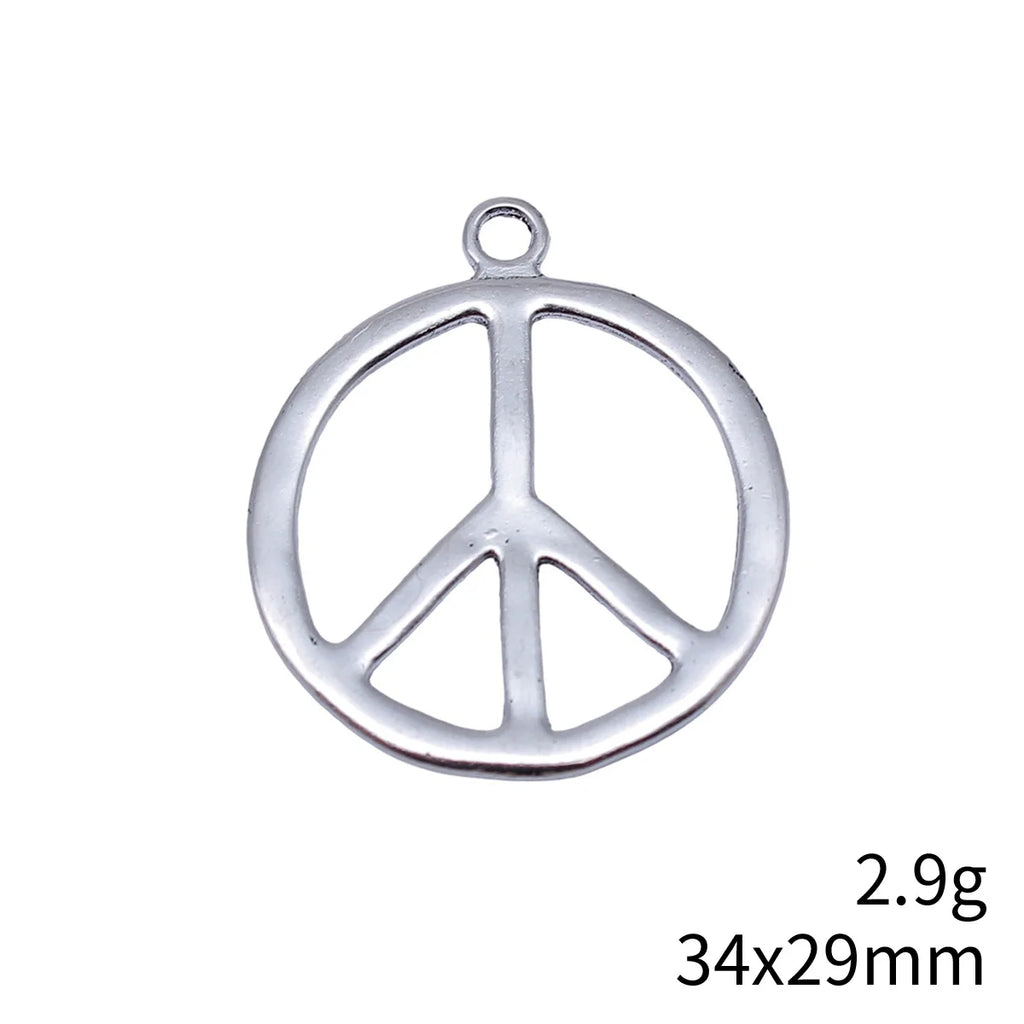 34x29mm 2.9g Antique Silver Zinc Alloy Peace Symbol Charm Pendant for DIY Necklace Jewelry Making