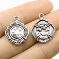 18x22mm 1.6g Antique Silver Zinc Alloy Fire Dept Tag Charm Pendant for DIY Necklace Jewelry Making