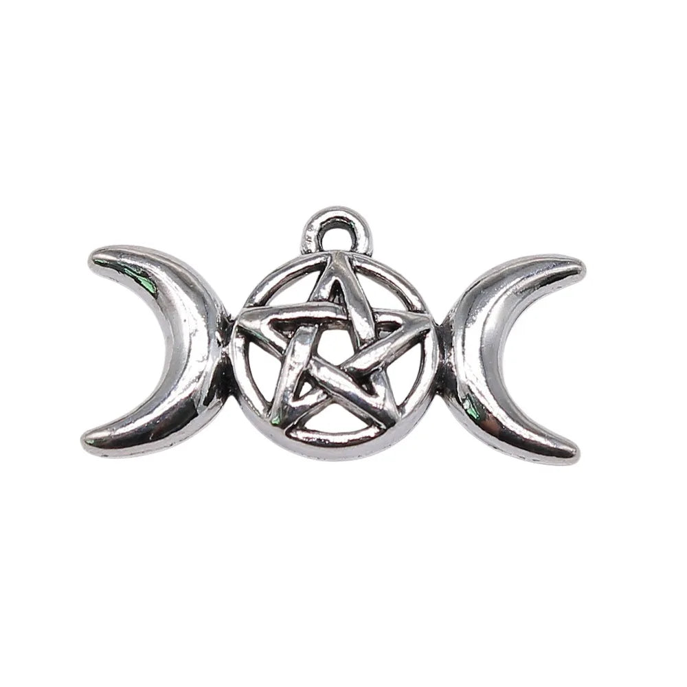 30x16mm 2.5g Antique Silver Zinc Alloy Moon Goddess Five-Point Star Charm Pendant for DIY Jewelry Making