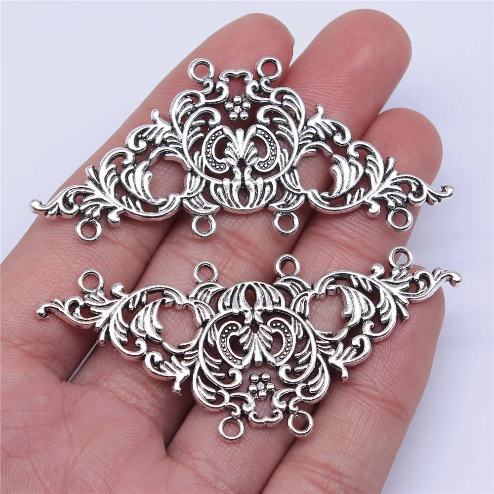 66x30mm 7.5g Antique Silver Zinc Alloy Necklace Connector Charm for DIY Pendant Jewelry Making