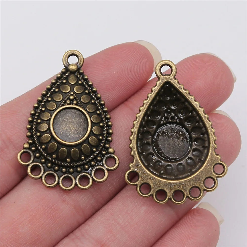 36x26mm 3.8g Multi Color Zinc Alloy Waterdrop Teardrop Earring Connector Charms for DIY Jewelry Making