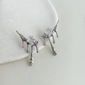 Niche Copper Micro Pave Zircon Butterfly Wing Heart Asymmetric Drop Earrings