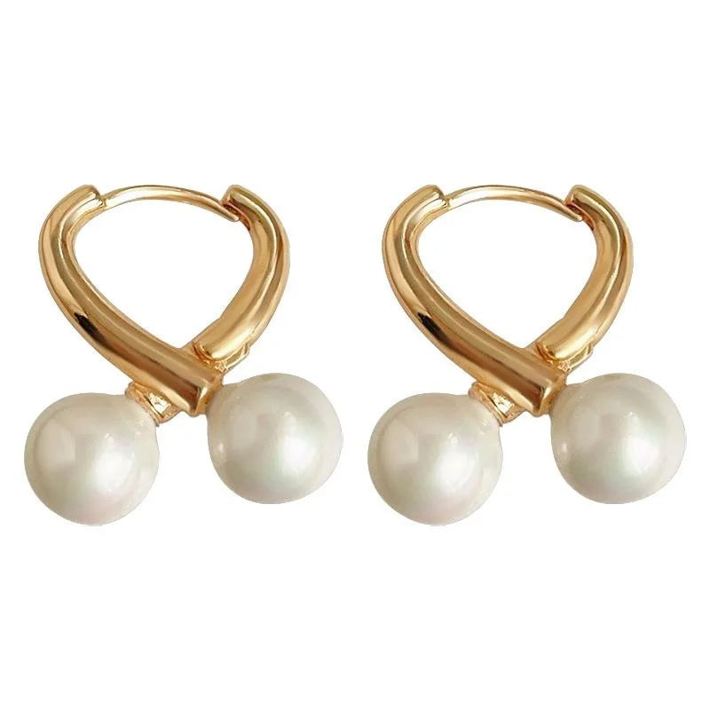 French Vintage Cross Rope Knot Pearl Stud Earrings Copper Geometric Round Commuter Jewelry