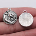 19x23mm 2.2g Antique Silver Zinc Alloy Sun Moon Round Disc Charm Pendant for DIY Necklace Bracelet