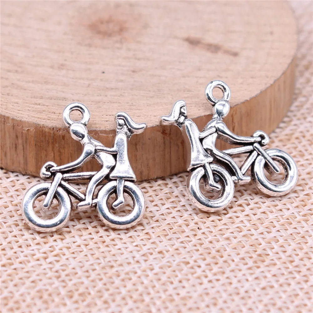 21x18mm 2.25g Multicolor Zinc Alloy Couple Bicycle Charm Pendant for DIY Necklace Bracelet Making