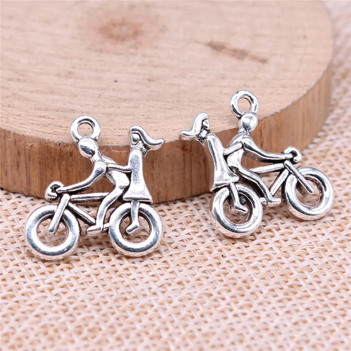 21x18mm 2.25g Multicolor Zinc Alloy Couple Bicycle Charm Pendant for DIY Necklace Bracelet Making
