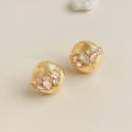 14K Plated Micro Pave Zircon Starry Sky Irregular Round Stud Earrings For Women