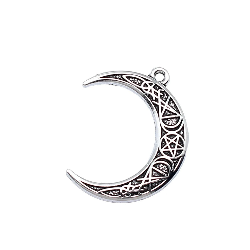 31x24mm 2.1g Antique Silver Zinc Alloy Star Sky Five Point Star Rune Moon Charm Pendant for DIY Jewelry Making