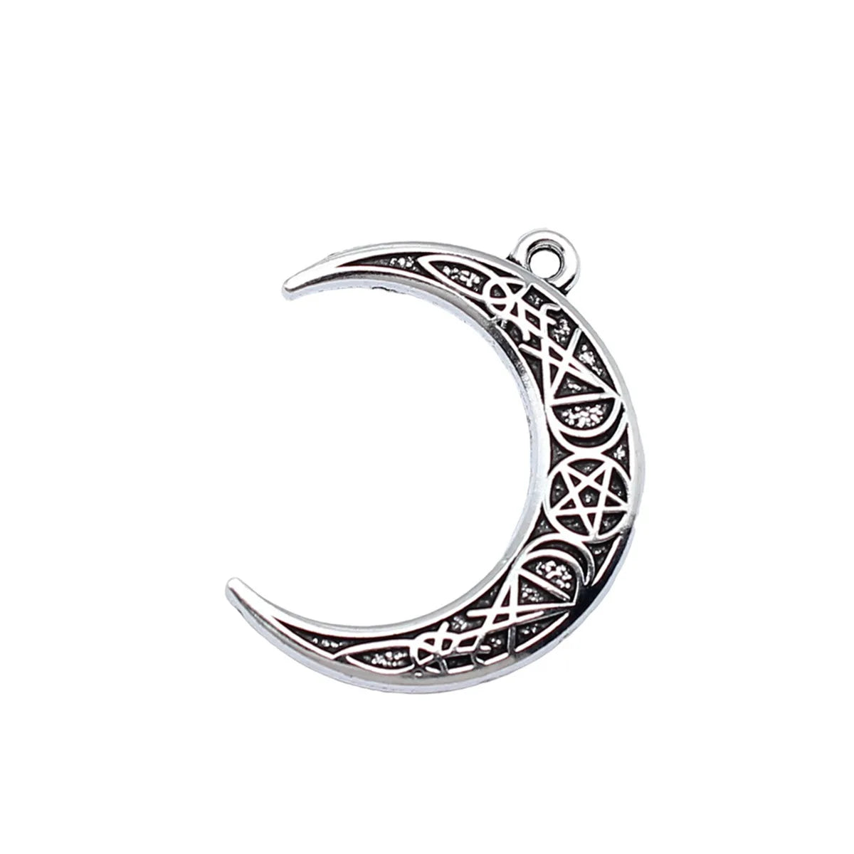 31x24mm 2.1g Antique Silver Zinc Alloy Star Sky Five Point Star Rune Moon Charm Pendant for DIY Jewelry Making