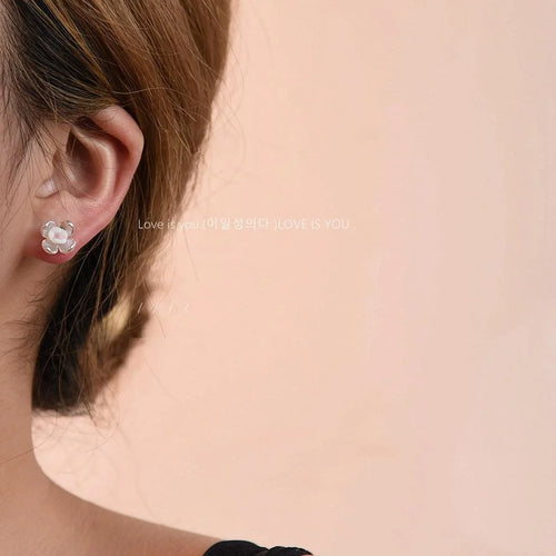 Ceramic Resin Flower Stud Earrings, 3D Fairy Style Floral Jewelry