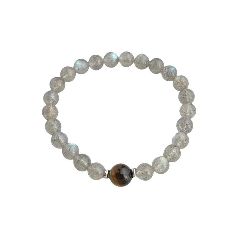 A++ Blue Moonstone Natural Stone Crystal Bracelet With Tiger Eye Aquamarine New Chinese Geometric Design