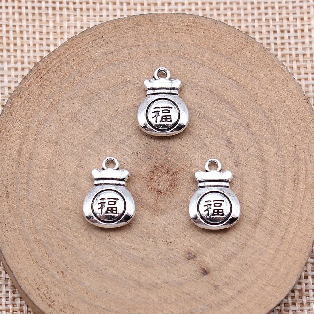 14x10mm 1.3g Antique Silver Zinc Alloy Lucky Bag Charm Pendant for DIY Necklace Bracelet Making