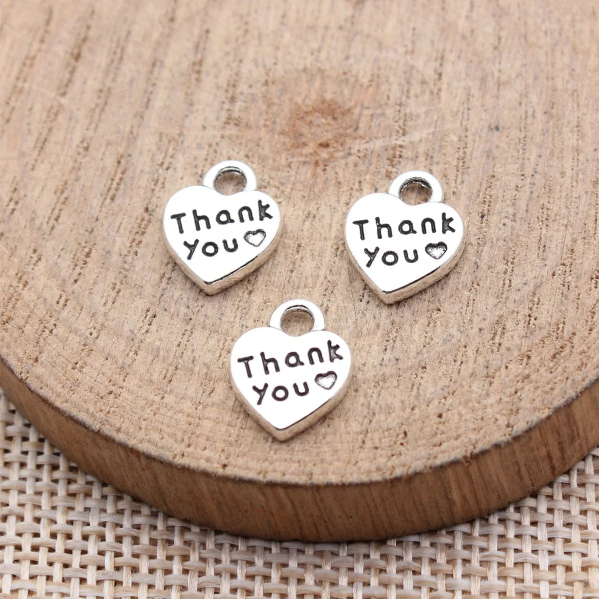 12x10mm 0.88g Multicolor Zinc Alloy Thank You Heart Double Sided Charm Pendant for Necklace Bracelet DIY Jewelry