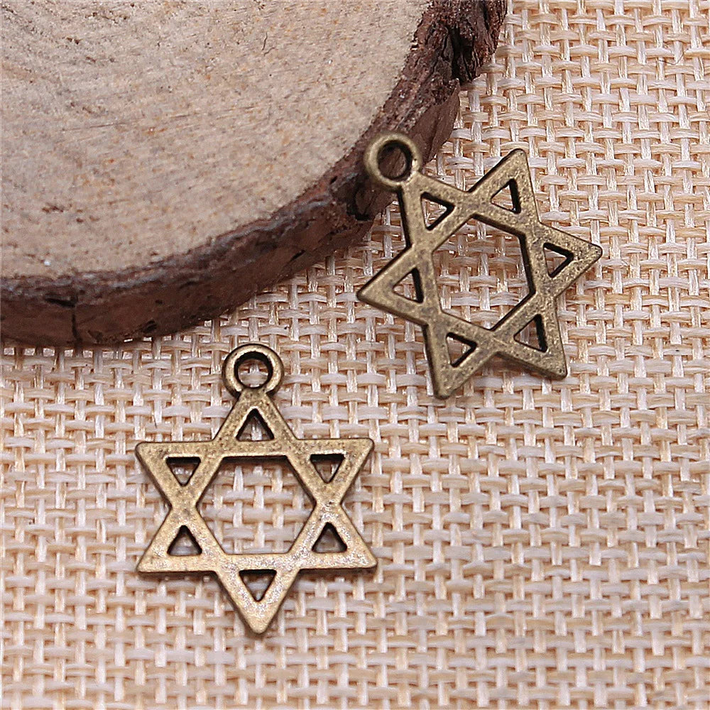 21x16mm 0.9g Multicolor Zinc Alloy Six Pointed Star Charm Pendant for DIY Bracelet Necklace Making