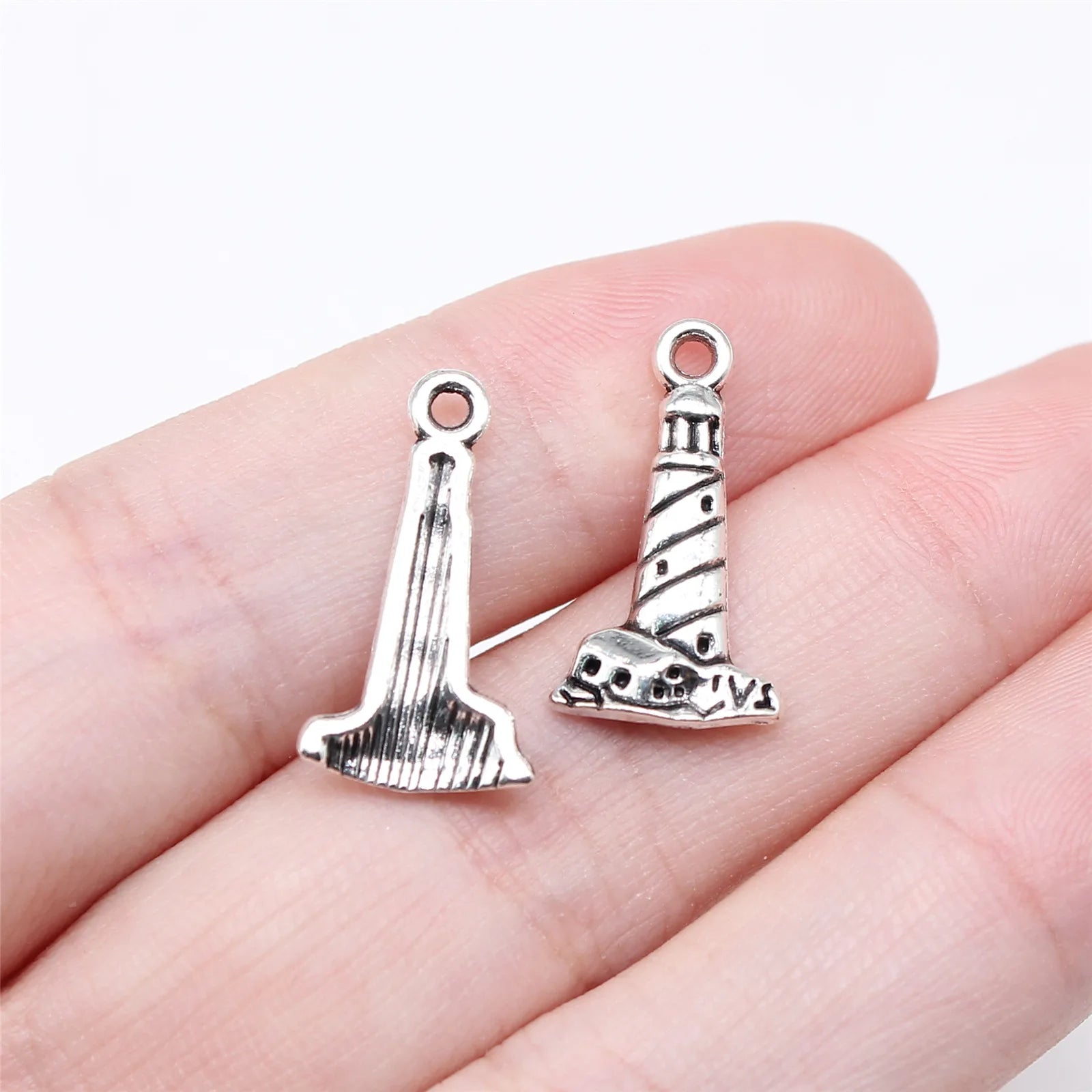 19x11mm 0.64g Antique Silver Zinc Alloy Lighthouse Charm Pendant for DIY Nautical Jewelry Making