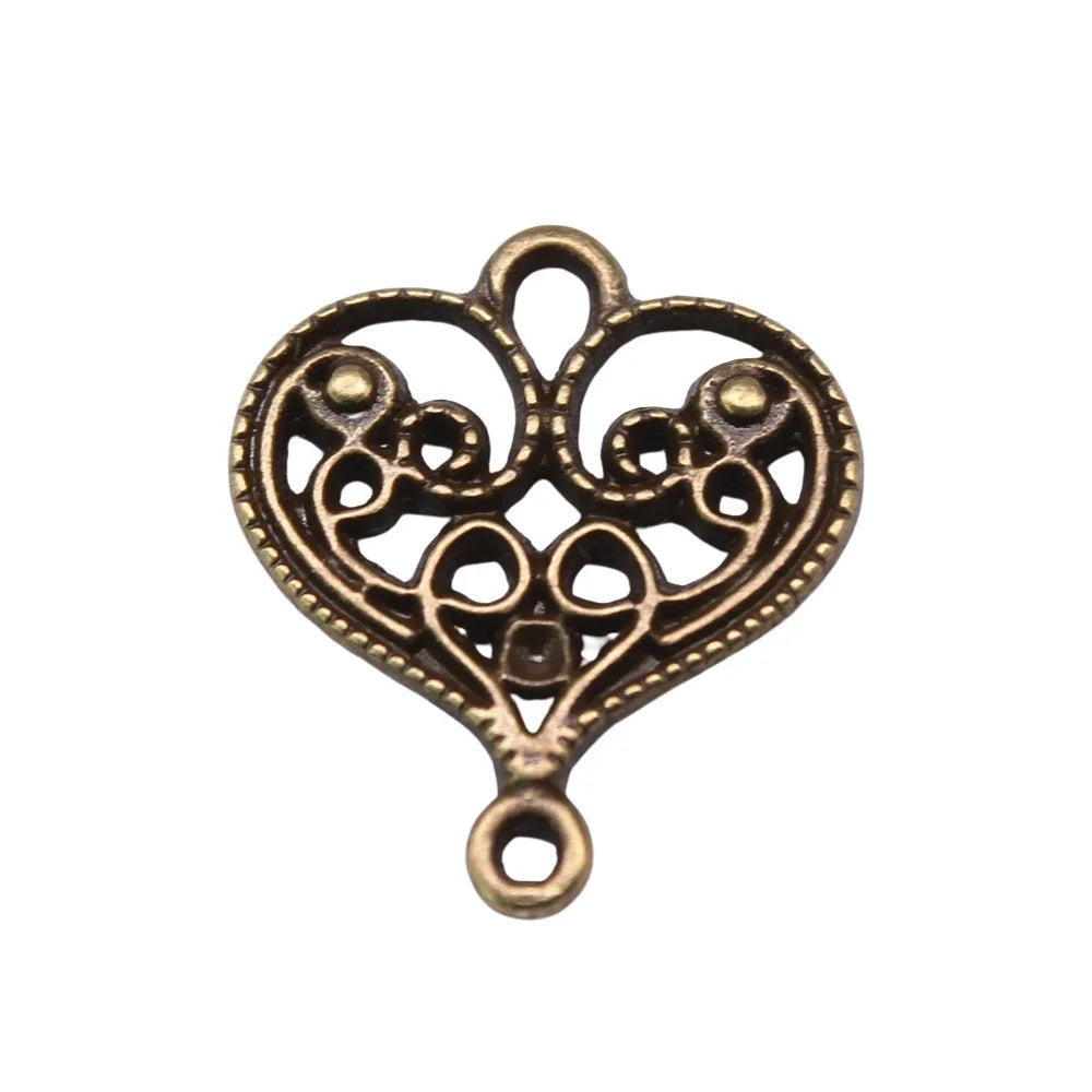20x17mm 1.1g Multicolor Zinc Alloy Heart Connector Charm for DIY Bracelet Necklace Jewelry Making