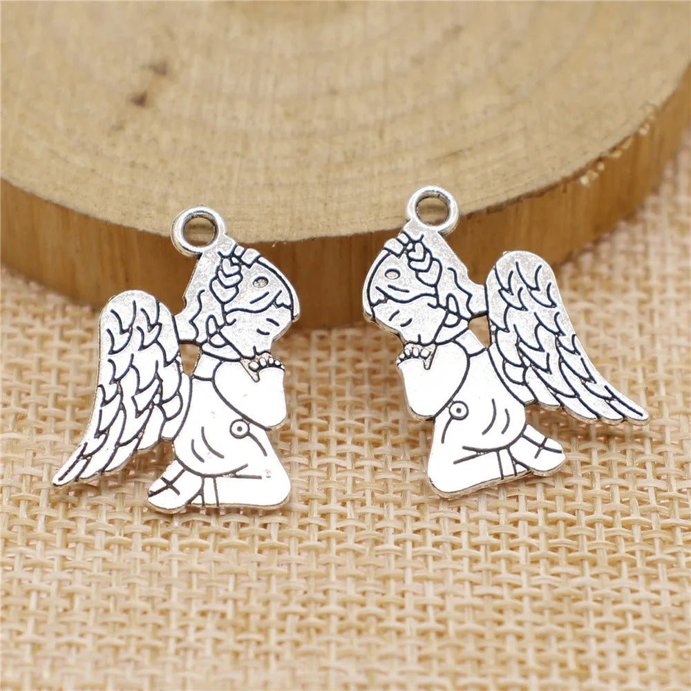 24x17mm 1.8g Multicolor Zinc Alloy Praying Angel Charm Pendant for DIY Jewelry Making