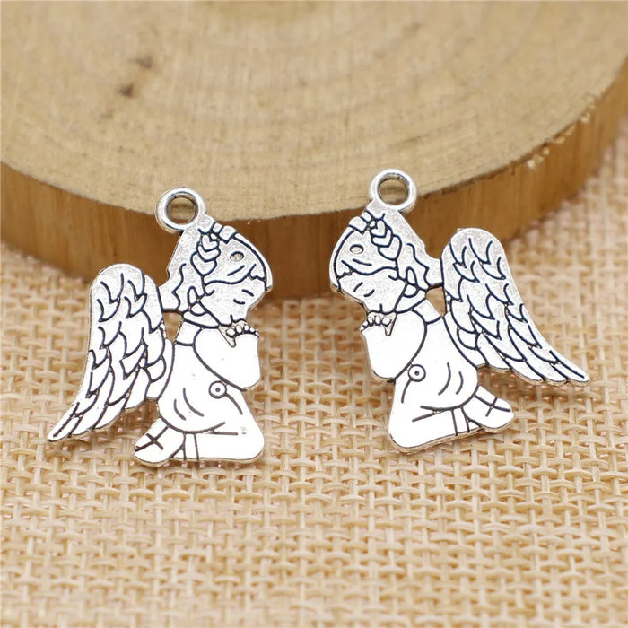 24x17mm 1.8g Multicolor Zinc Alloy Praying Angel Charm Pendant for DIY Jewelry Making