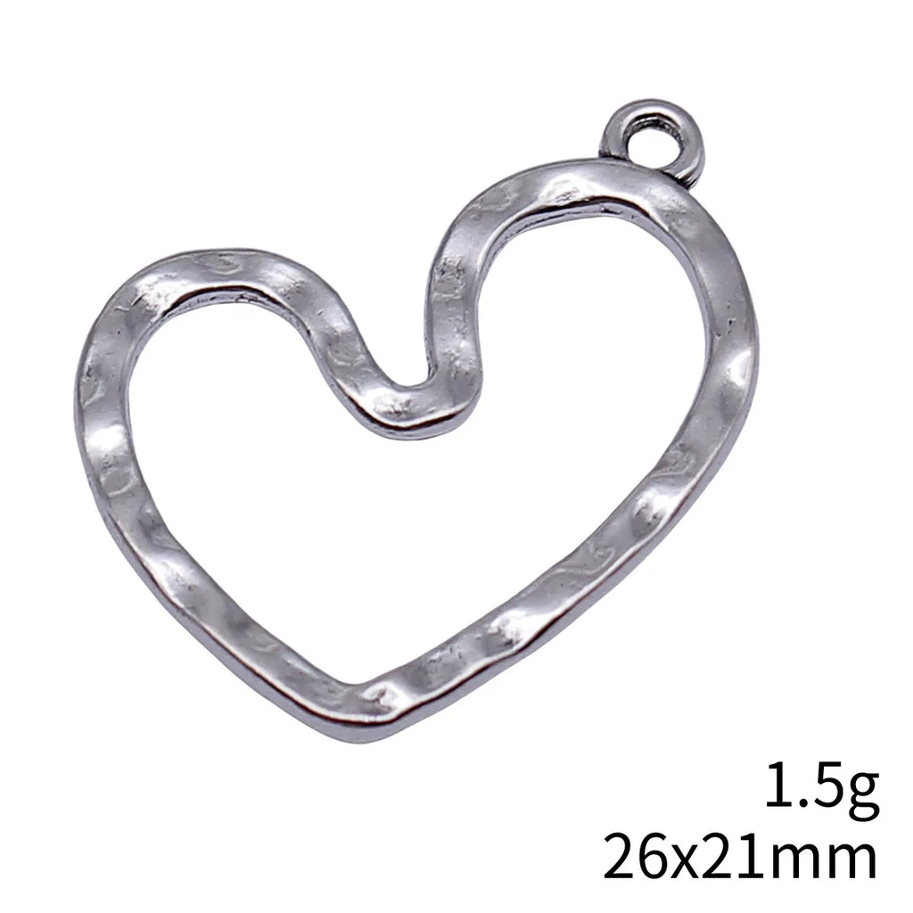 26x21mm 1.5g Multicolor Zinc Alloy Hammered Hollow Heart Charm Pendant for DIY Jewelry Making