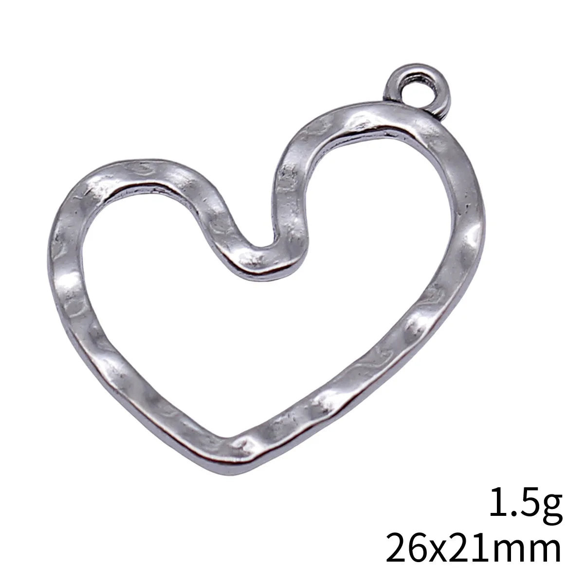 26x21mm 1.5g Multicolor Zinc Alloy Hammered Hollow Heart Charm Pendant for DIY Jewelry Making