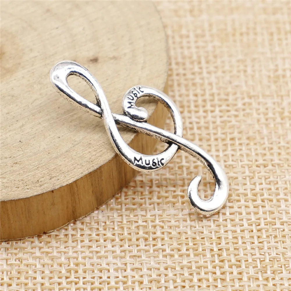15x36mm 1.7g Antique Silver Zinc Alloy Music Note Charm Pendant for DIY Bracelet Necklace Making