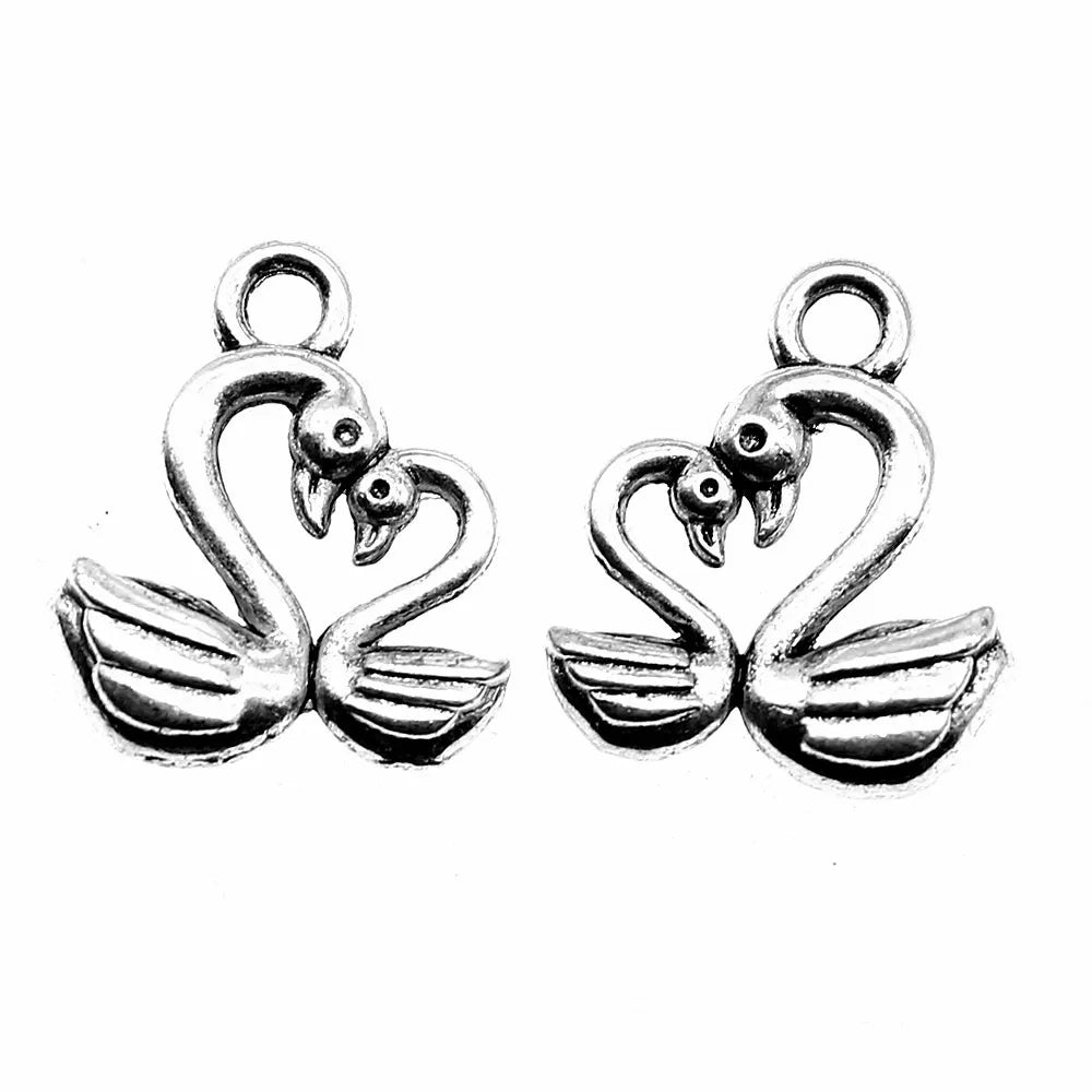 15x12mm 0.9g Multicolor Zinc Alloy Swan Charm Pendant for Necklace Bracelet DIY Jewelry Making