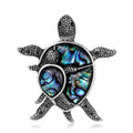 Vintage Turtle Mother Of Pearl Shell Rhinestone Alloy Brooch For Women, Elegant Lapel Pin Suit Gift