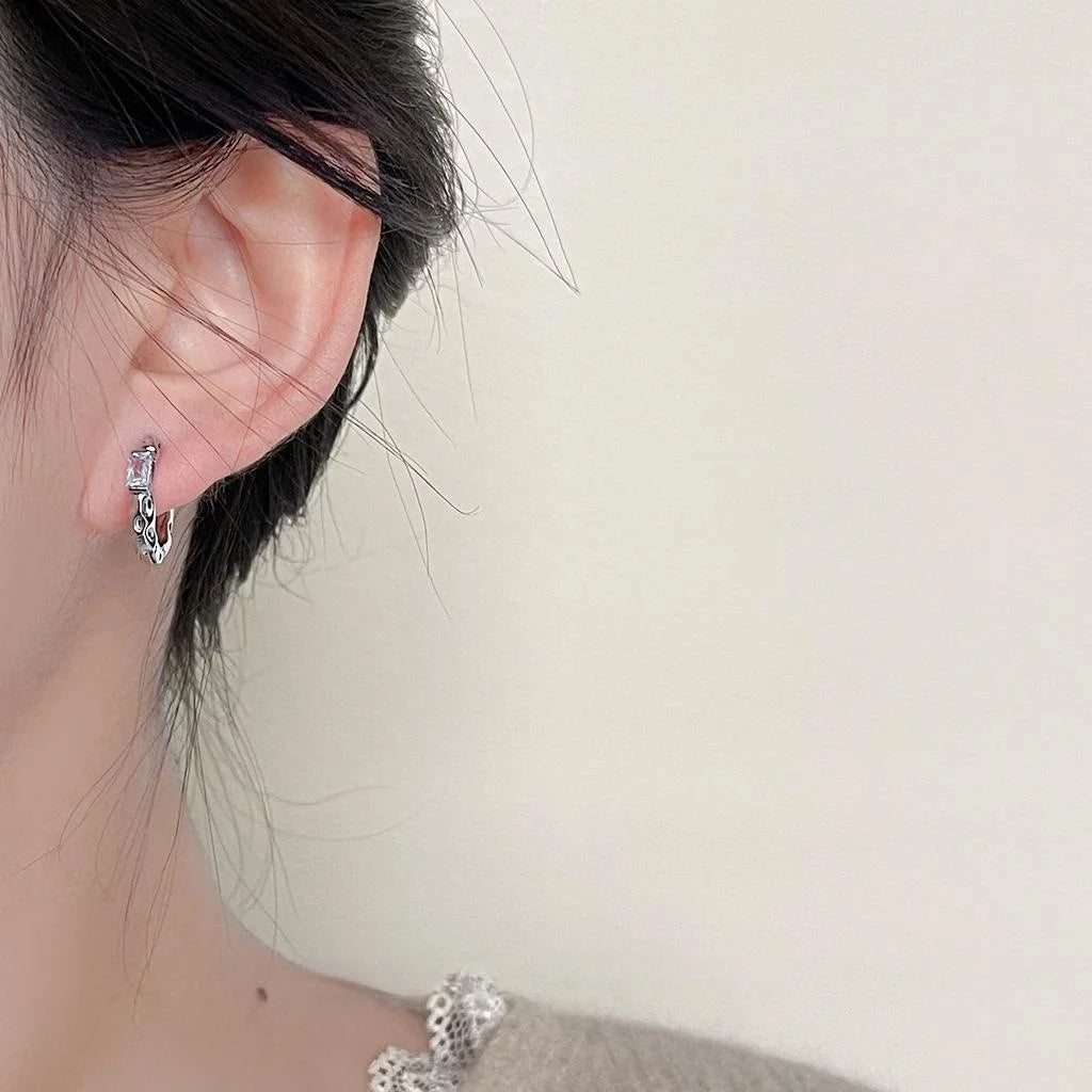 18K Gold Plated Copper Liquid Geometric Stud Earrings With Micro Pave Zircon Light Luxury Women's Jewelry
