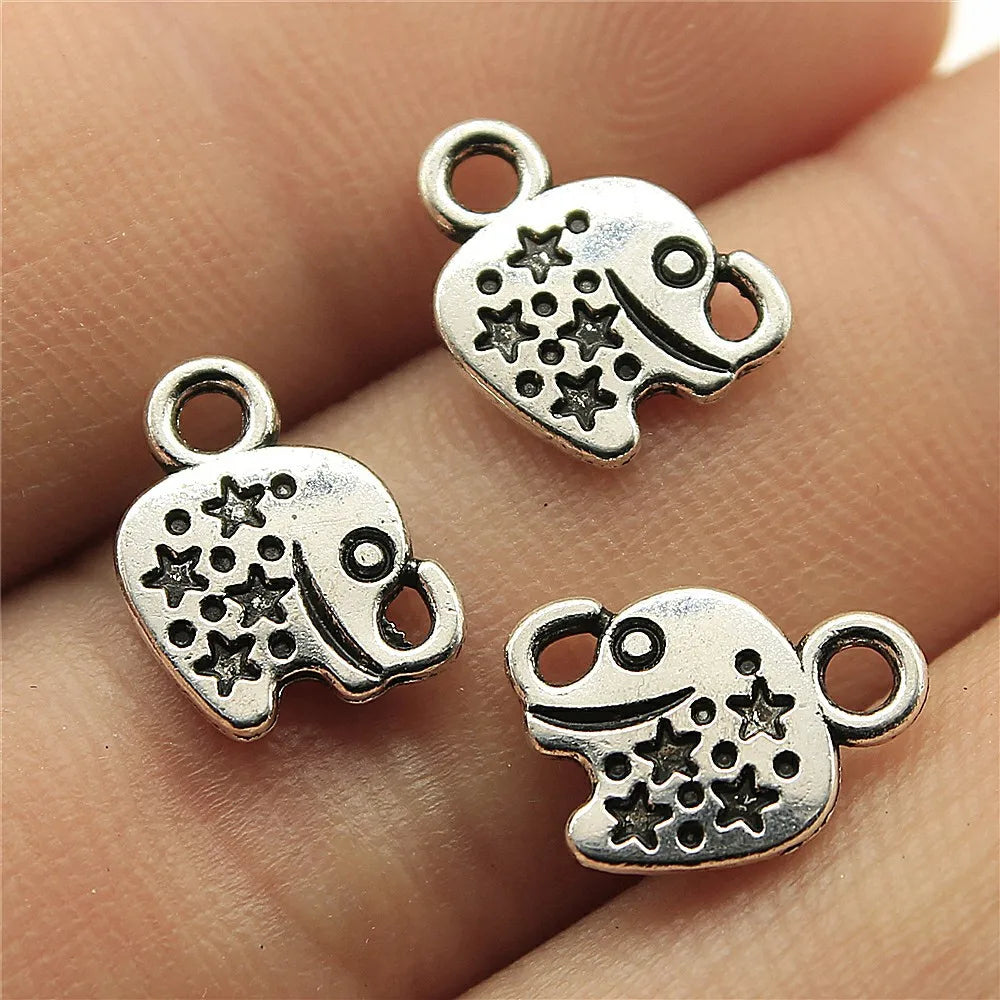 12x9mm 0.5g Antique Silver Zinc Alloy Elephant Charm Pendant for DIY Necklace Bracelet Jewelry Making