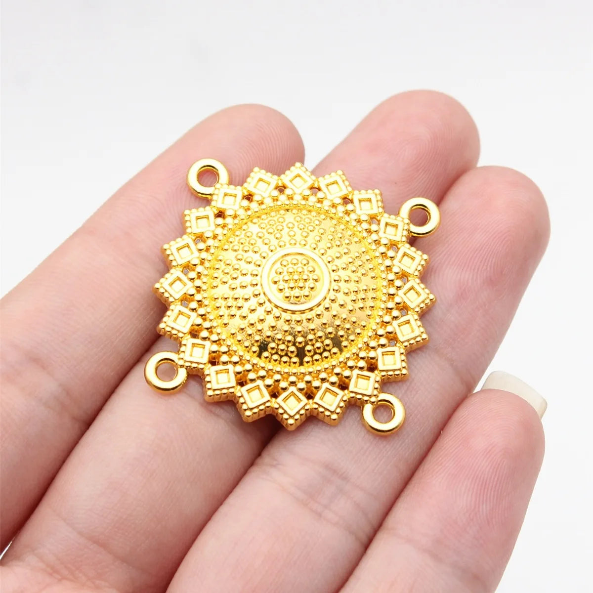 32x32mm 4.8g Multicolor Zinc Alloy Four-Hole Connector Charm for Body Chain Forehead Chain Making