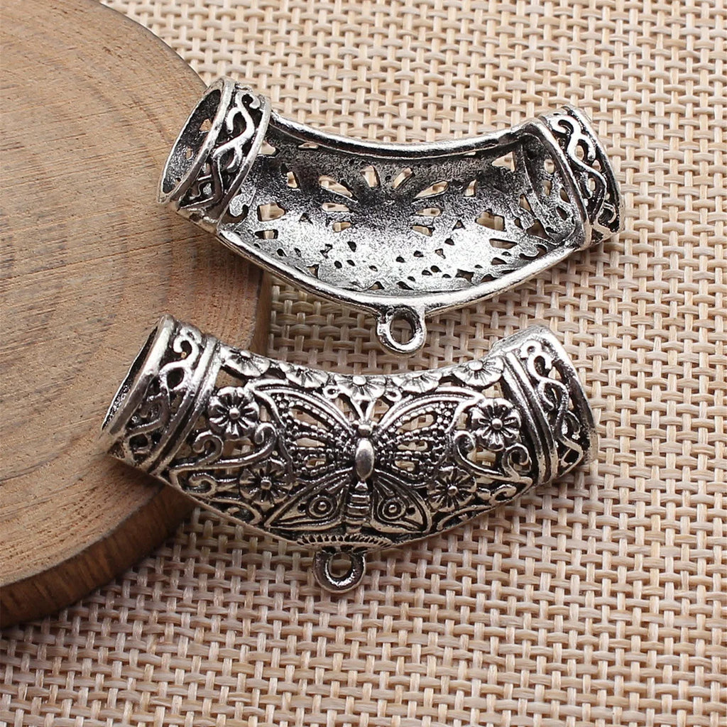 44x24x9.3mm 6.4g Antique Silver Tone Zinc Alloy Butterfly Connector Charm for DIY Necklace Jewelry Making