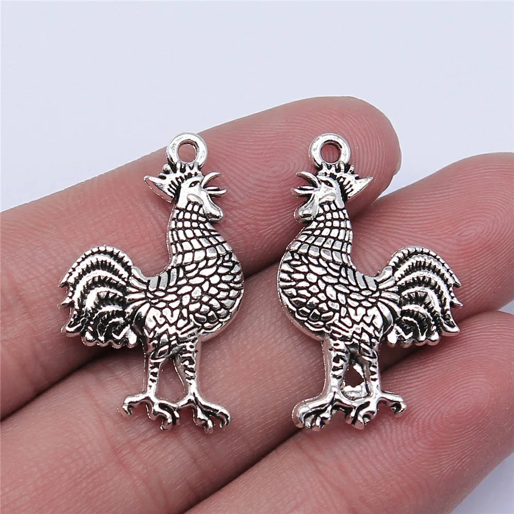 31x20mm 4.1g Antique Silver Zinc Alloy Rooster Charm Pendant for DIY Necklace Bracelet Jewelry Making