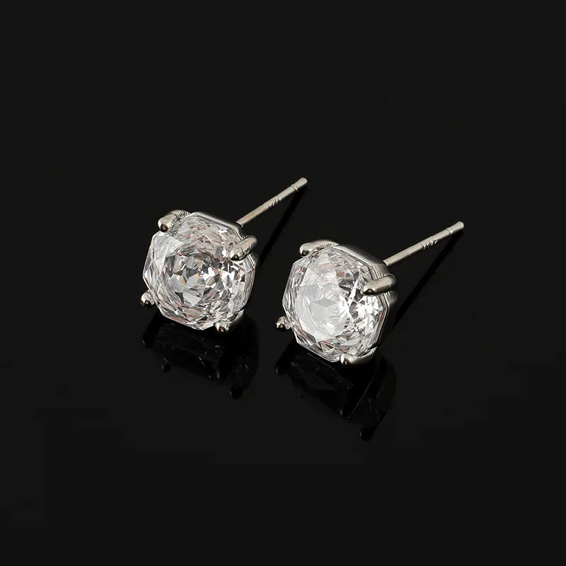 Elegant Spiral Disc Rose Cut Zircon Alloy Stud & Clip On No Piercing Women's Fashion Earrings