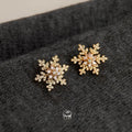 French Vintage Micro Pave Zircon Snowflake Flower Drop Earrings Light Luxury Summer Jewelry
