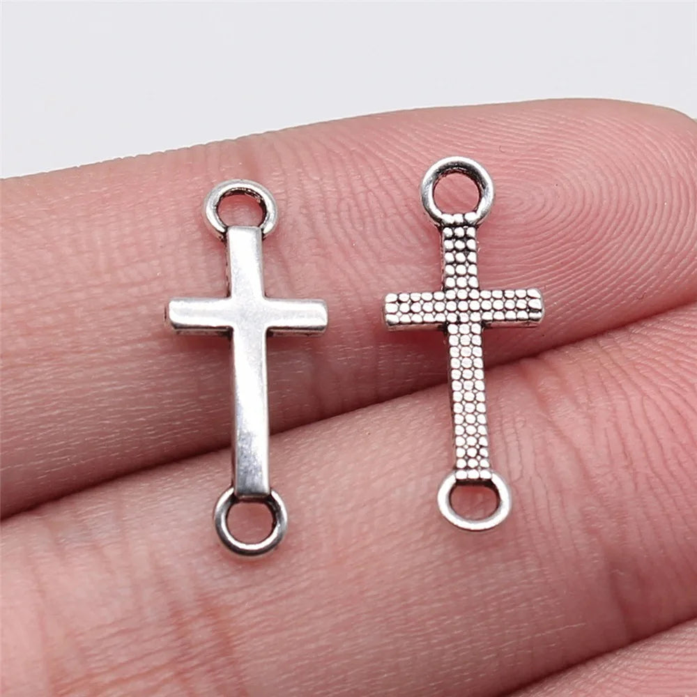 20x8mm 0.45g Antique Silver Zinc Alloy Cross Connector Charm for DIY Bracelet Necklace Jewelry Making